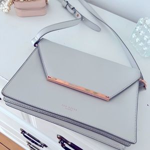 Ted Baker Purse pale blue/grey with rose gold details, adjustable straps